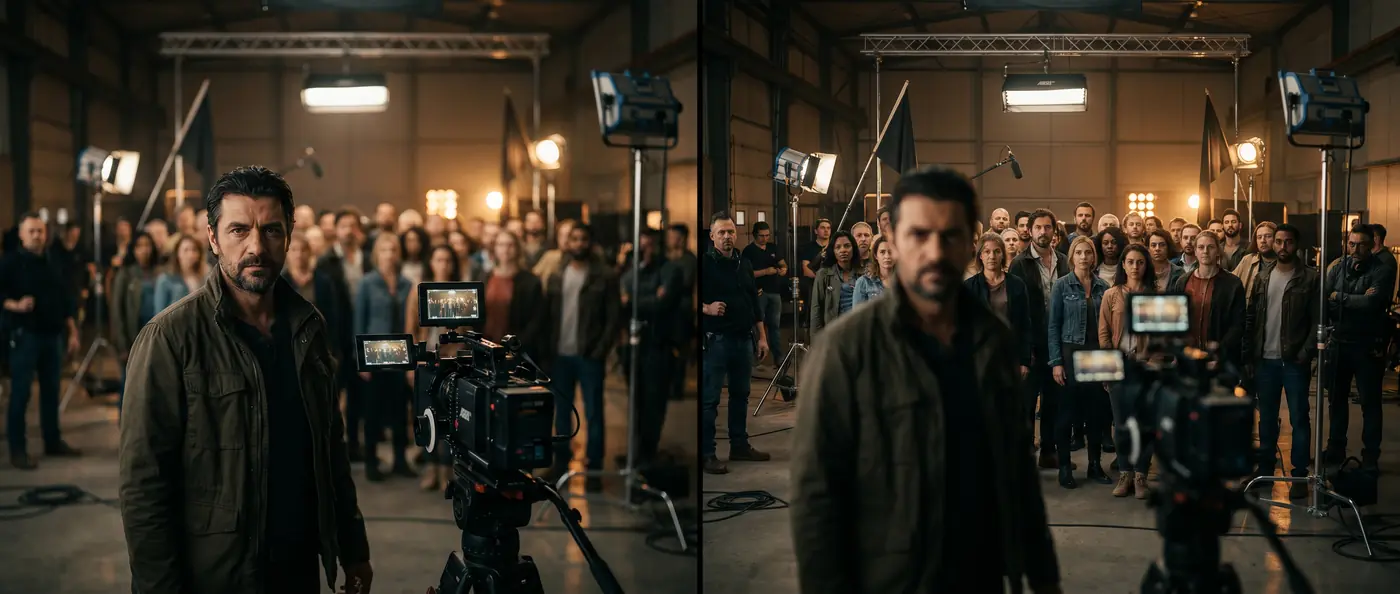 Figurație pe platou — sesiune de filmare